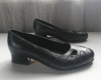 Black Women's leather shoes - Kalveness - Size - EUR 36, US 6, UK 4.