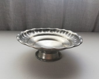 Pedestal Bowl Norwegian Pewter Handmade Vintage