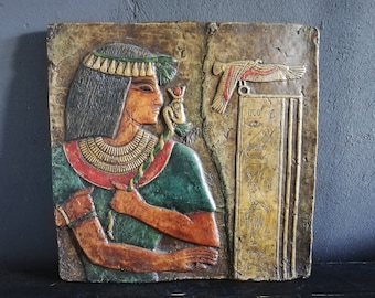 Vintage Art Deco ägyptische Prinzessin Keramik Wandschild