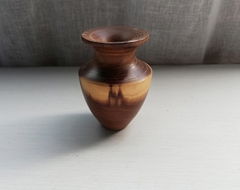 Teak Wood Vase Mid Century Modern