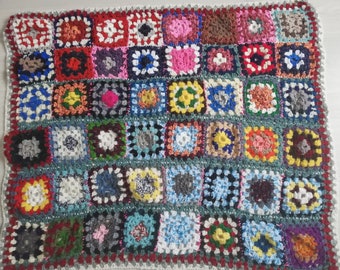 Vintage Crochet Blanket - handmade - Granny Squares - Afghan Blanket