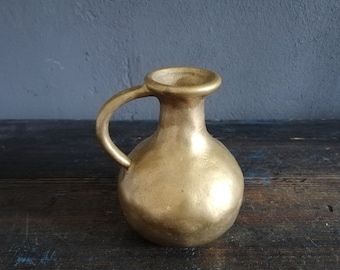French antique 1950s Brass Vase Heavy