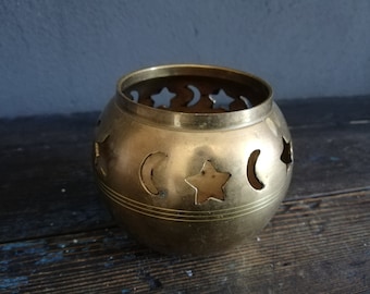 Messing Kerzenhalter mit Stern Ende Mond Ornamente