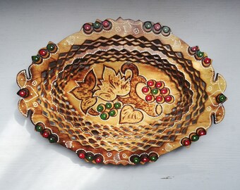 Decorative wooden wall basket handmade