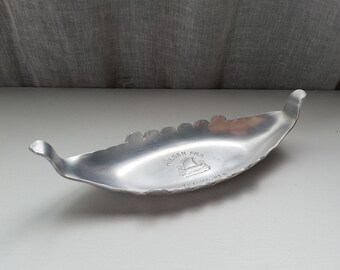 Vintage Viking Ship Pewter Bowl: Norwegian Ring Dish Table Decor