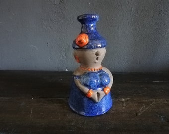 Mid-century Blue Ceramic Vase -  Flower girl vase