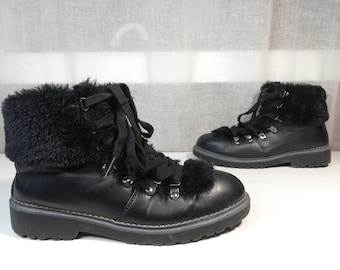 Black  lace up Boots - Size EUR 40, US 9, UK 7