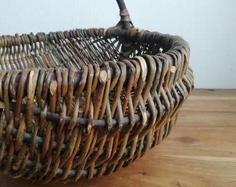 アンティークで原始的で素朴な編み込みの大きなバスケット - Etsy 日本