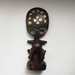 African Akua&#39;ba Large Size-Natural wooden Statue Hand carved-Vintage-Good Condition
