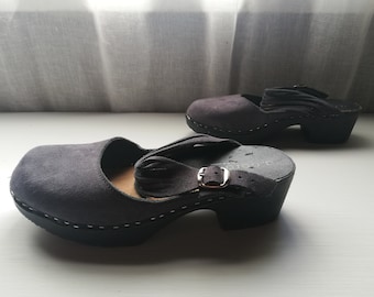Black Clogs Sandals a. Nordin Sweden - Size 38 eur, 7.5 us, 5.5 uk