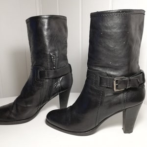 MER DU SUD Women’s black leather Boots. - Size 38.5 eur, 7.5 us, 5.5 uk. Made in Spain
