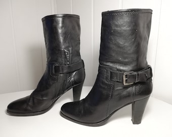 MER DU SUD Bottes en cuir noir pour femmes. - Taille 38.5 eur, 7.5 us, 5.5 uk. Fabriqué en Espagne