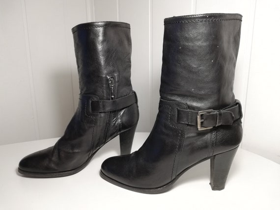 MER DU SUD Womens Black Leather Boots. Size 38.5 Eur 7.5 Us 5.5 Uk. Made in Spain Etsy UK