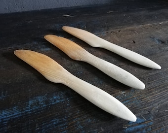 Vintage Wooden Butter Knife Set of 3