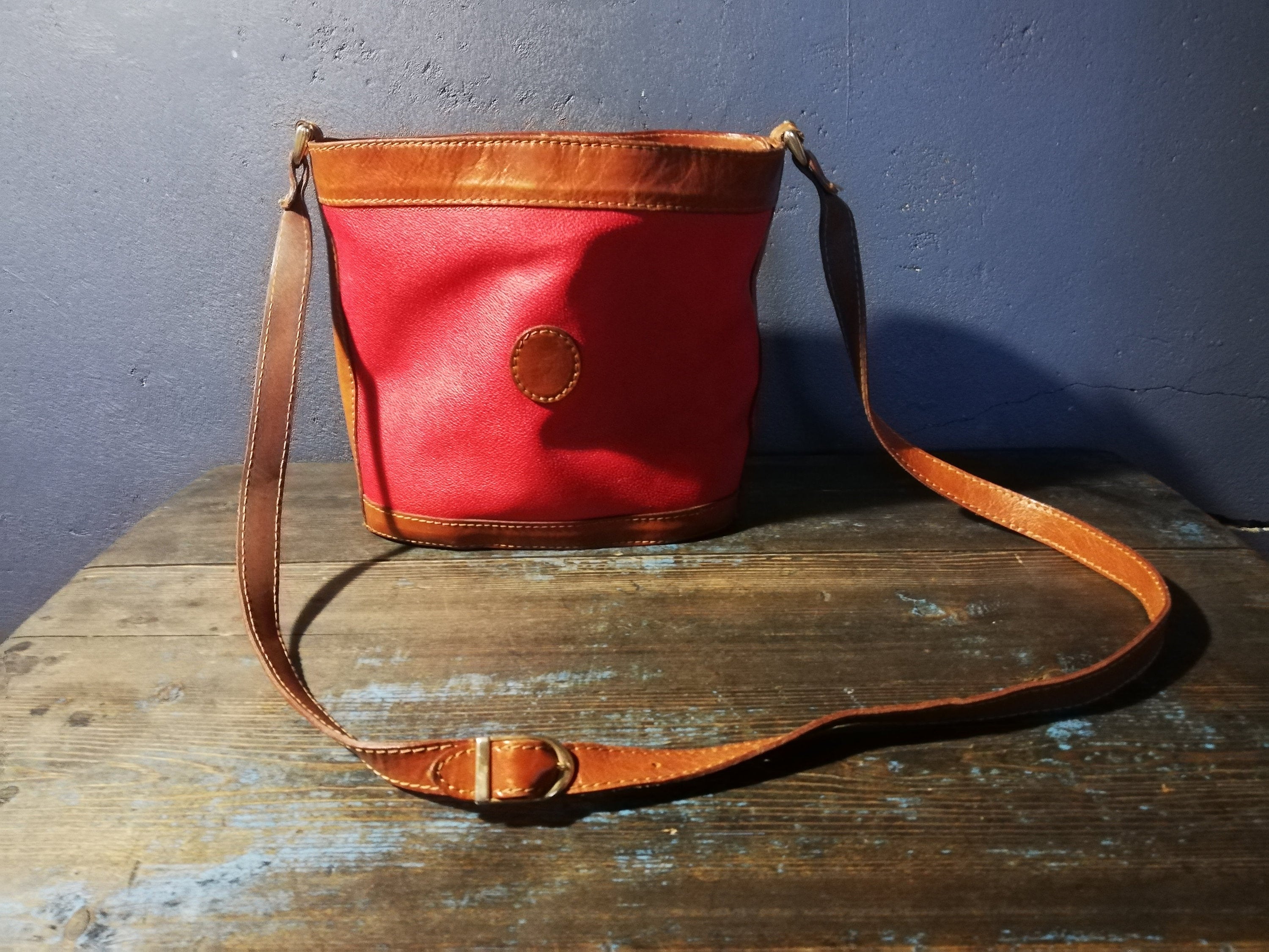 Shoulder Bags Vintage Red and Brown Leather - Etsy