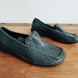 Green zapatos para mujer - zapatos de cuero - tamaño 39 eur, 8 nosotros, 6 uk.