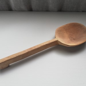 Large Antique Primitive Wooden Spoon