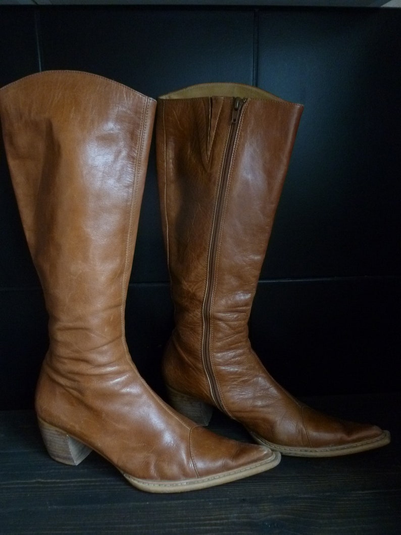 BIANKO Leather Cowgirl boots Cowboy boots brown leather 6.5 uk. 8.5 us size 39 eur