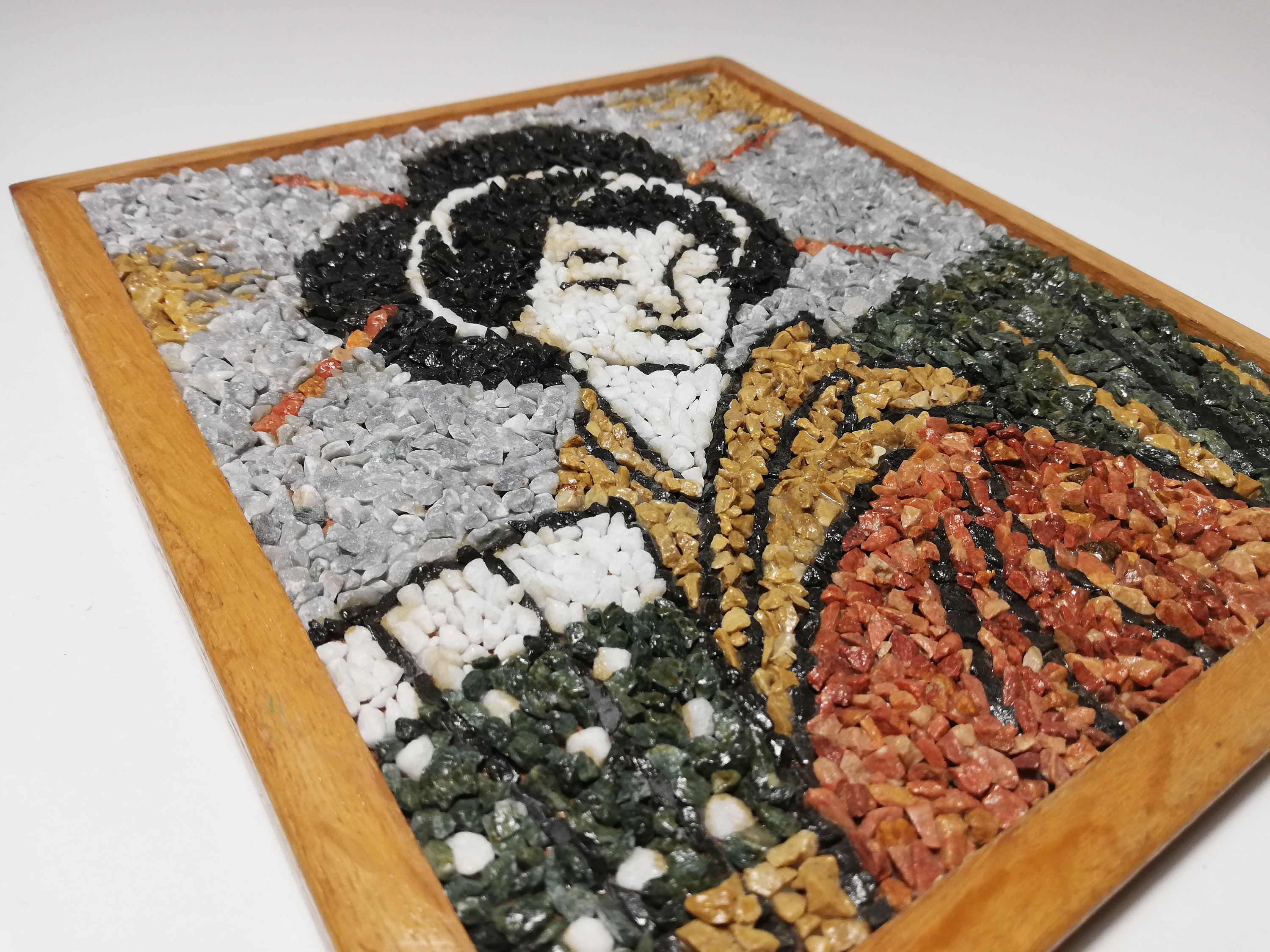 備前焼 重厚感ある作家もの陶板画 霞に桜 ガラス付きシルバー