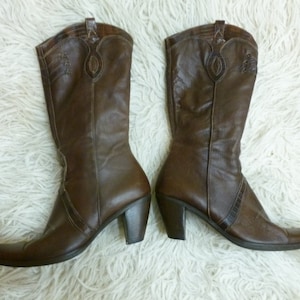 Cowgirl boots- Cowboy boots -bruin leer-maat 37 eur, 6.5 us, 4.5 uk.