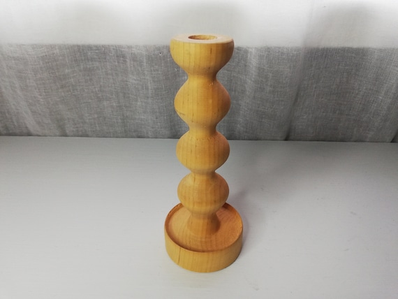Swedish Candlestick Hand Turned Natural Wood-Eco friendly-Vintage