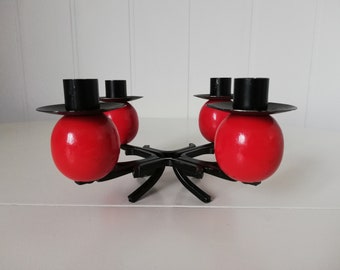 Swedish  advent -  Wooden and Iron candle holder