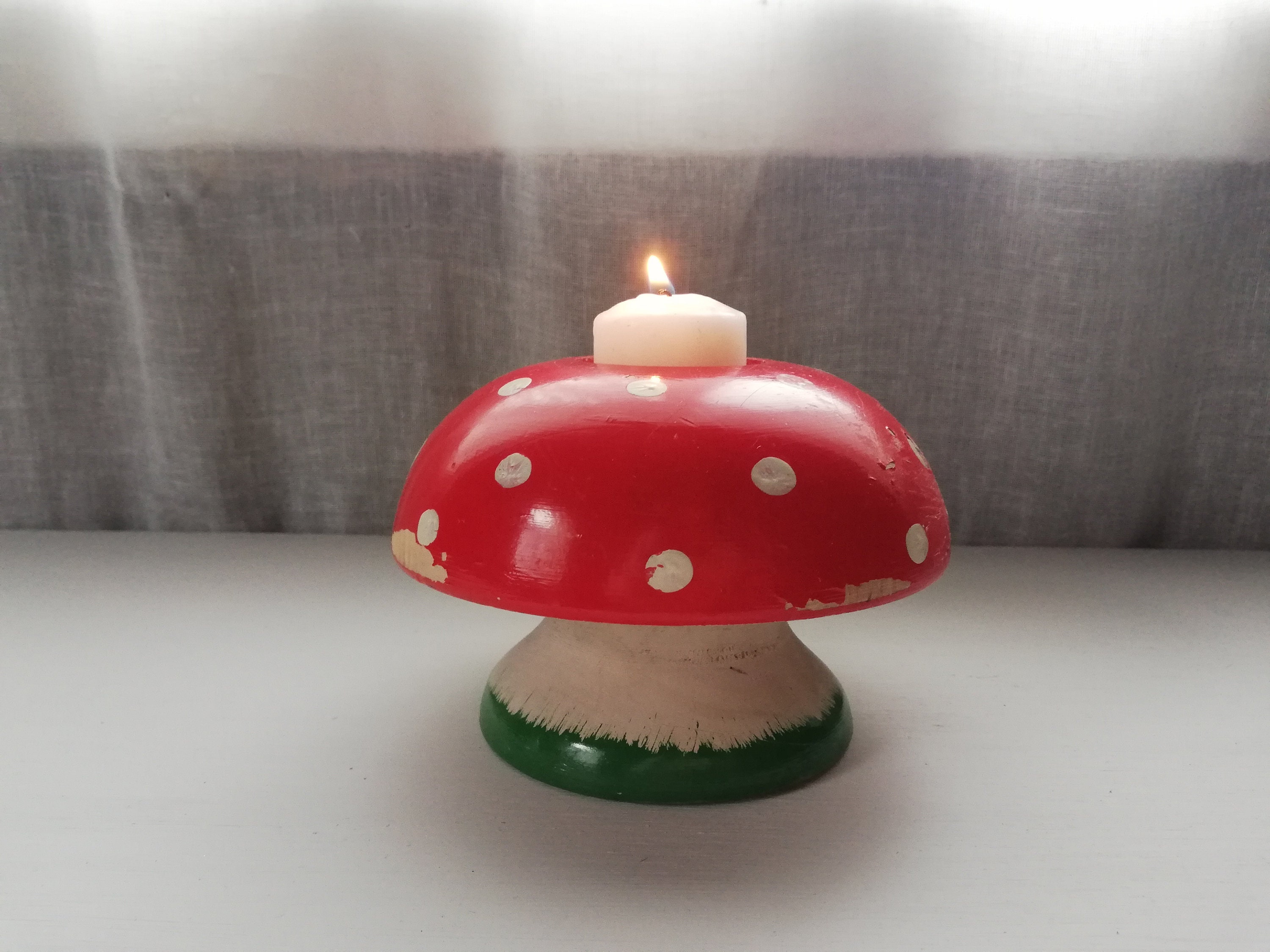 Amanita Muscaria Mushroom Tea Light Candle Holder Altar Candle