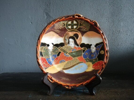 Japanese Samurai Dish-plate Handmade Ceramic Wall Art Japan