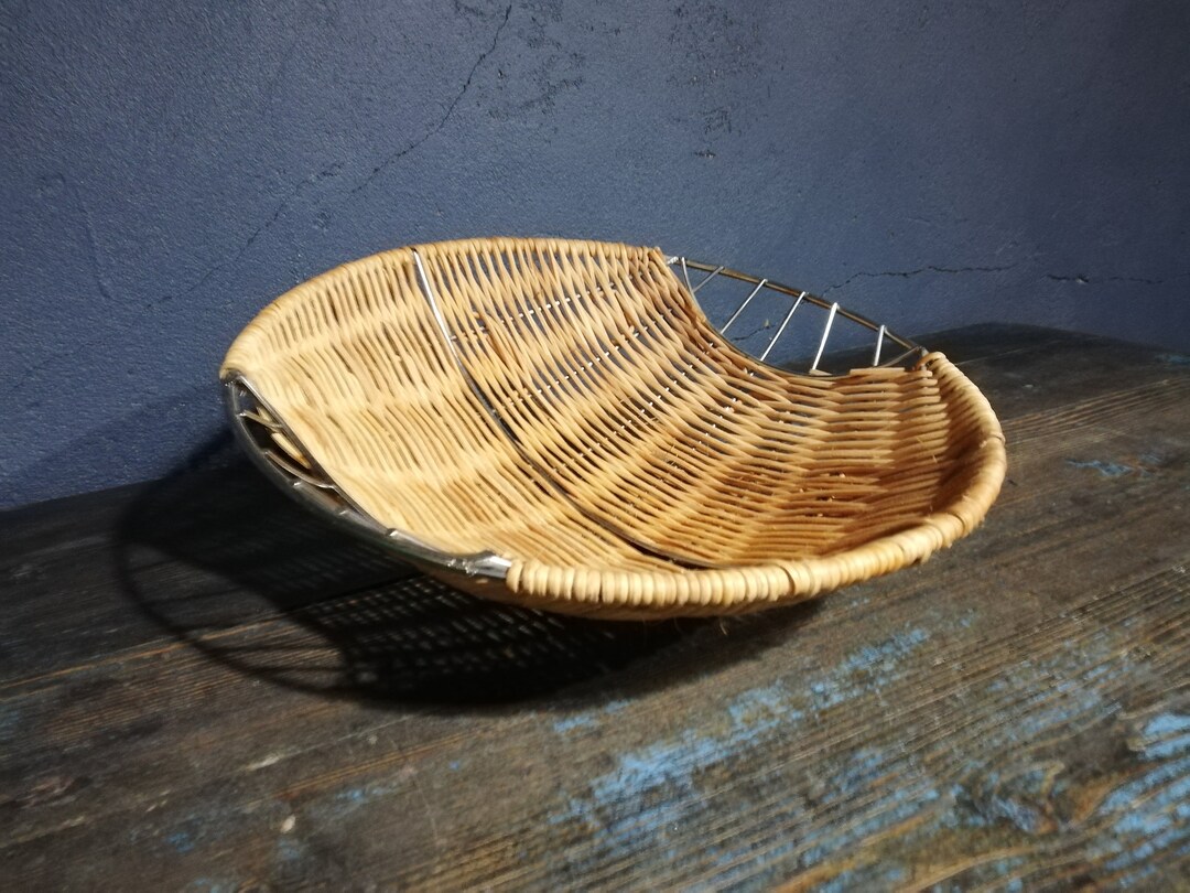 Japanese Woven Basket With Metal Fruit Bowl Table Decor Etsy