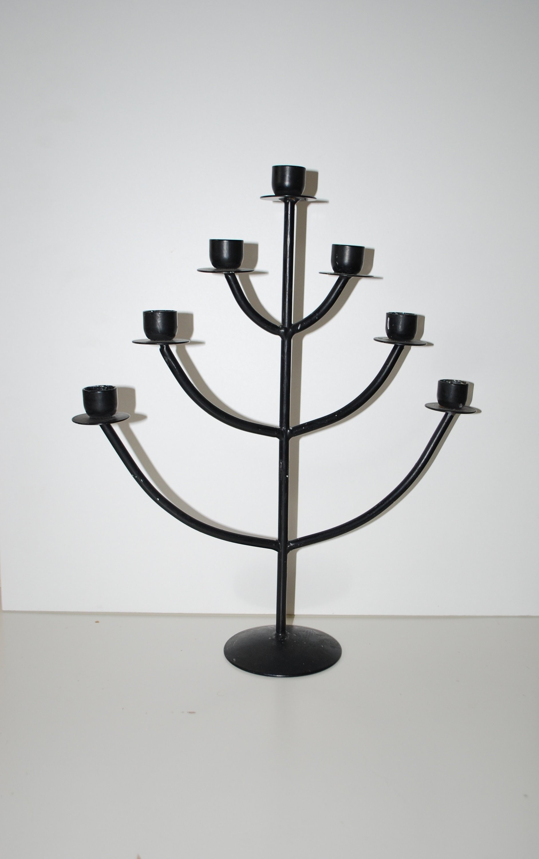 Iron candle holder Christmas tree 7 candle wrought iron Etsy