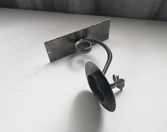 Vintage Wrought Iron Wall Sconce: Handmade Swedish Candle Holder