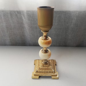 Vintage Onyx / Marble / Brass Table Lamp Base