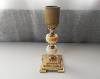 Vintage Onyx / Marble / Brass Table Lamp Base