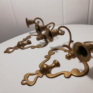 Vintage Brass Sconce  wall candle holder set of 2 French Interior