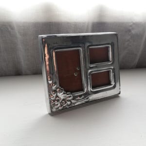 Vintage Picture Photo Frame Stainless Steel and Teak Wood Massive and Heavy 0.685kg