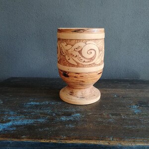 Natural Wooden Utensil, turned wood, hand fired wood ornament, Wooden Vase
