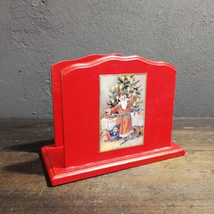 Soporte de servilleta de madera roja