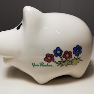 YVES ROCHER Ceramic Piggy bank coin collector with hand painted