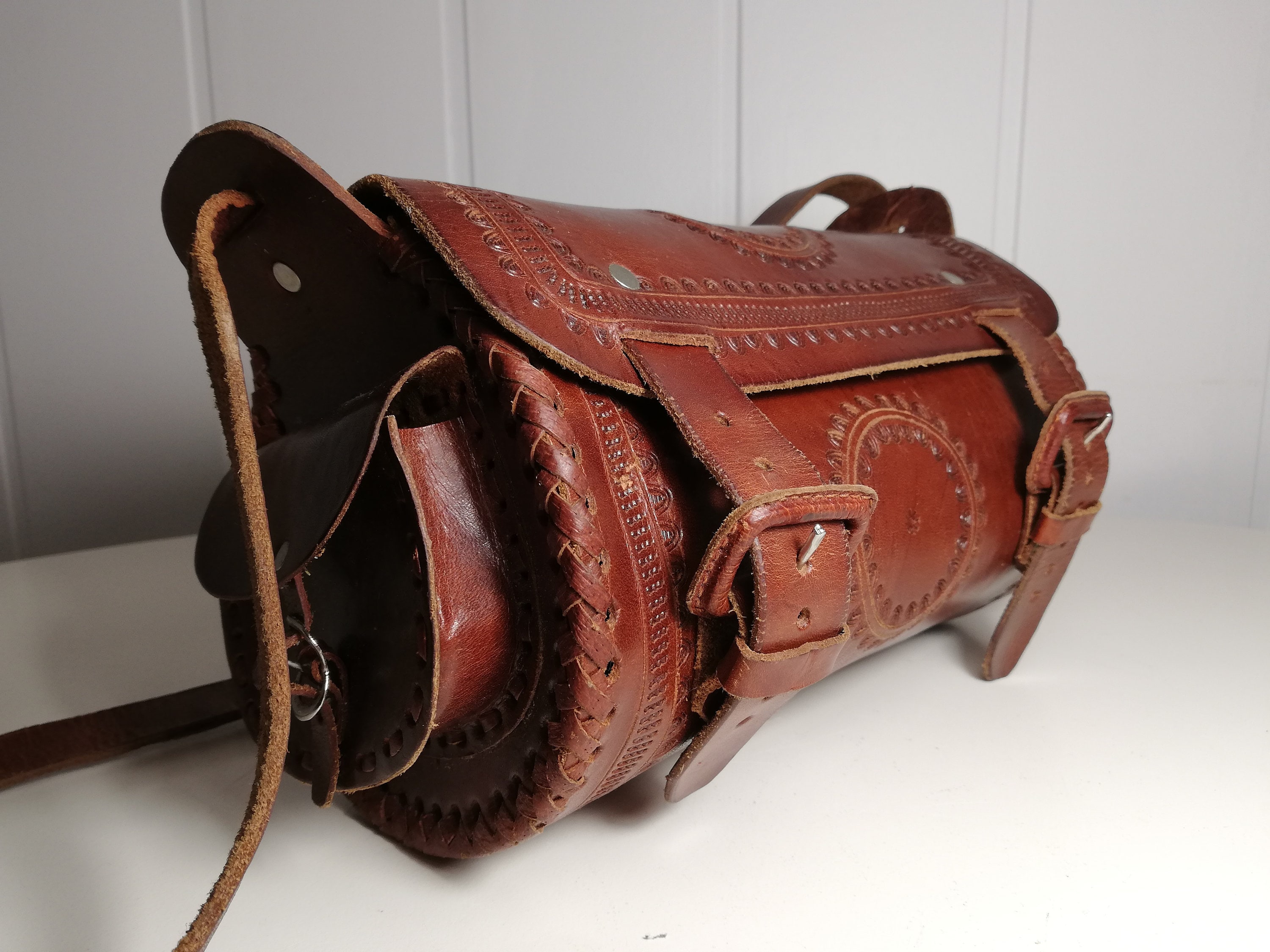 Compact Barrel Crossbody Bag In Durable PU Leather