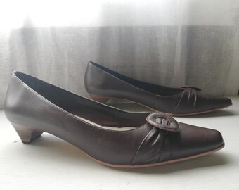 Brown Leather Pumps - Laura Conte - Made in Germany - EUR 40 / US 9 / UK 7