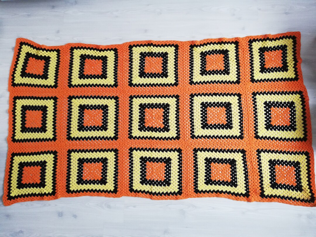 Large Crochet Blanket Bed Blanket Handmade Granny Squares Afghan Blanket Etsy UK