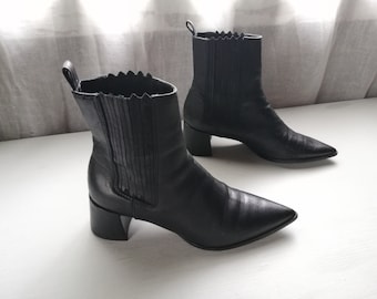 ZARA Women’s black leather Boots. - Size 36 eur, 6 us, 4 uk