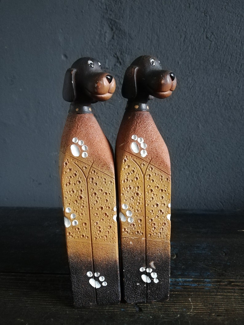 Plaster Dogs Statue Set of 2 Home Decor Plaster Art Etsy