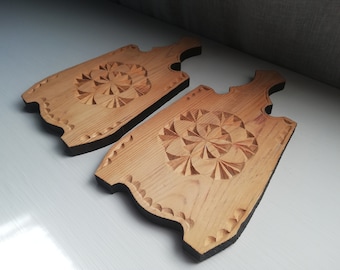 Hand Carved Wooden Cutting Board Set: Scandinavian Kitchen Decor