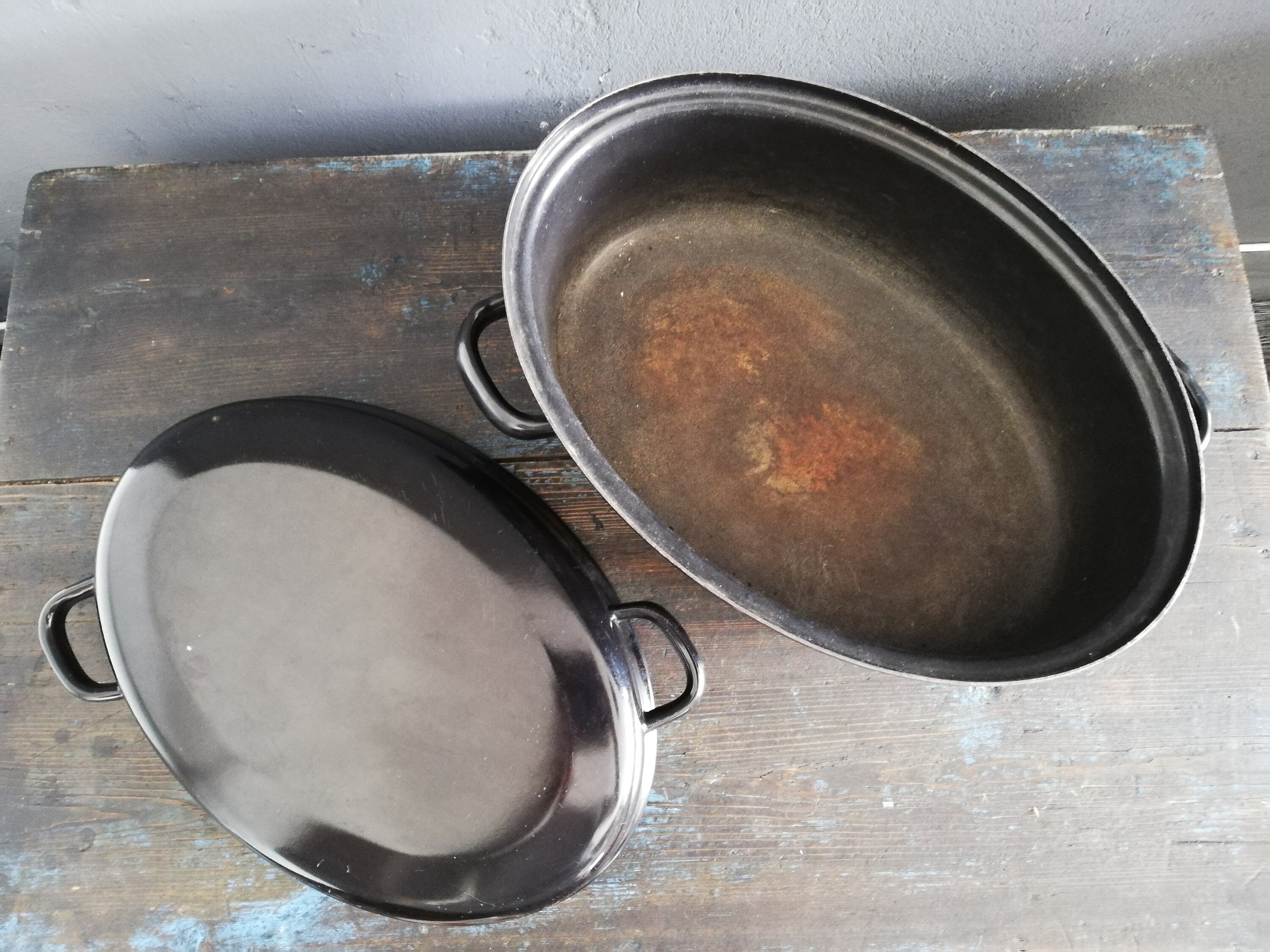 Danish Retro Large Enamel Saucepans Casserolemid Century Etsy UK