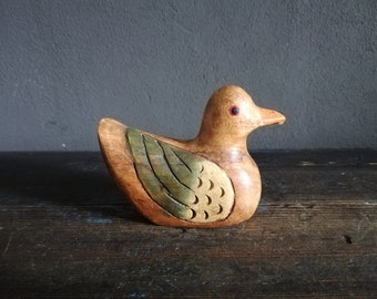 Vintage Wooden Duck Hand sculpté