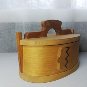 Vintage Swedish Hand Carved Oval Tine Box Bentwood Box Nordic Art