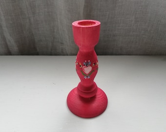 Swedish Red Wooden candle holder
