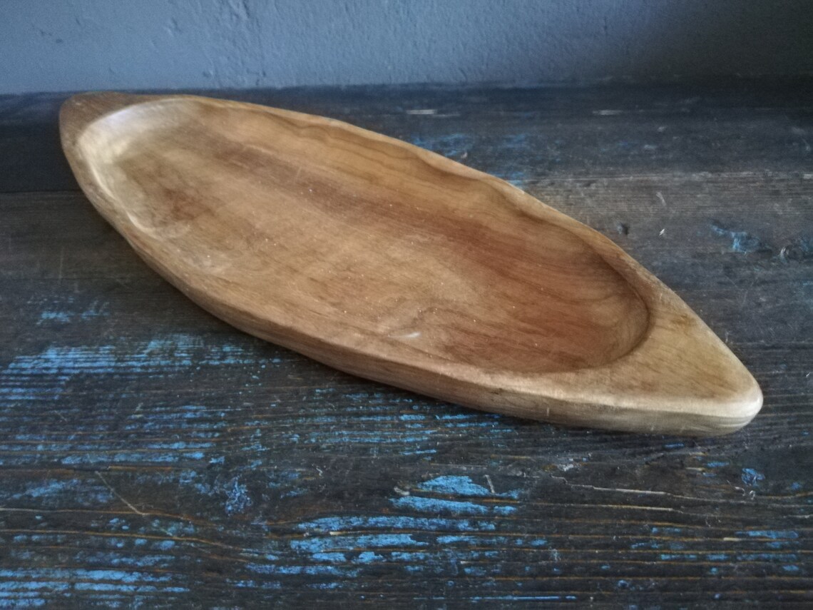 Serving DishBowl Natural Wood Hand Carved Kitchen Decor Etsy