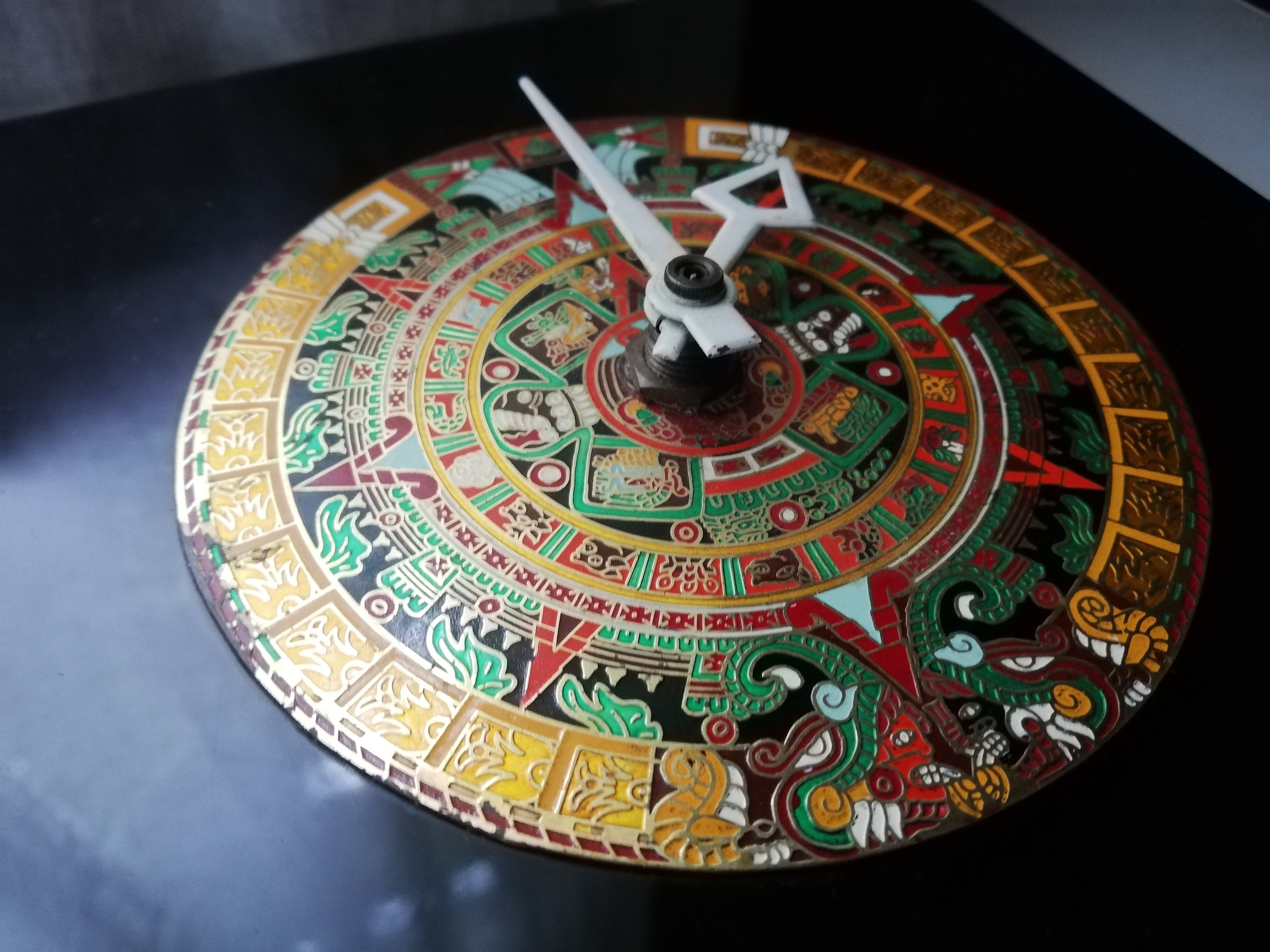 Wall Clock Mayan Aztec Calendar Sun Stone -mexican Vintage-clock Works ...